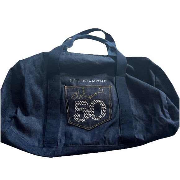 Neil Diamond 50th Anniversary Denim Dufflebag Tote With Rhinestone Accents - Picture 6 of 6